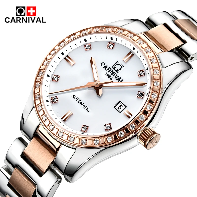 

Carnival Top Brand Luxury Automatic Mechanical Watches Diamond Watch Women Waterproof Ladies Wristwatch Clock relogio feminino
