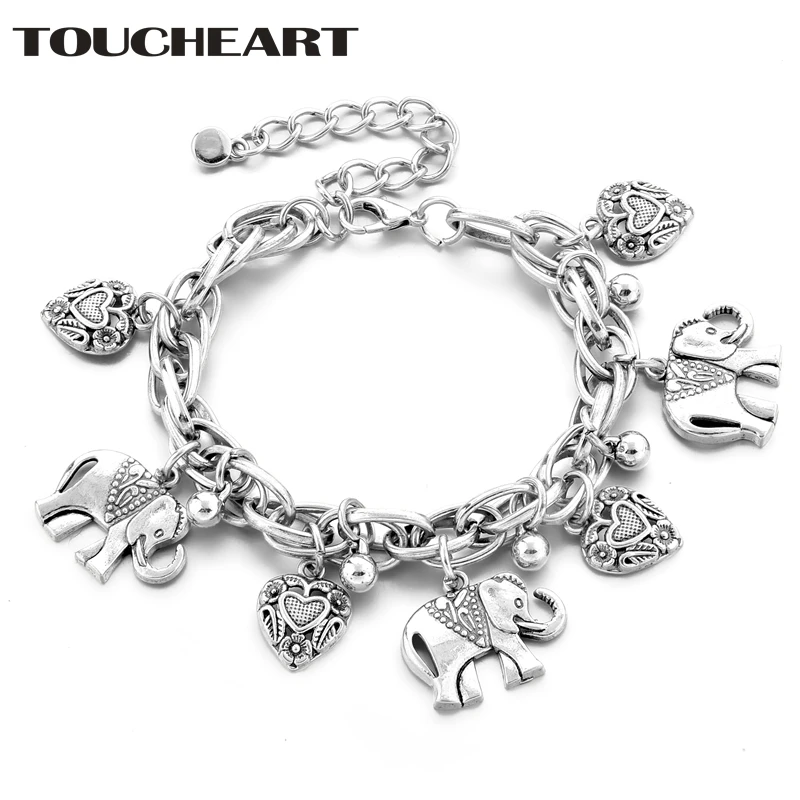 

TOUCHEART Silver Heart&Elephant Bracelets&Bangles For Women Designs Bracelet Boho Jewelry Wedding Friendship Bracelets SBR190173
