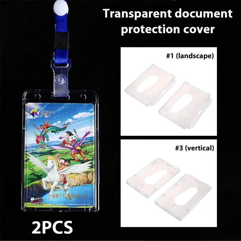 2Pcs/Lot Transparent Lanyards ID Badge Holder Card Cover For Protector Labels Portable Premium | Канцтовары для офиса и дома