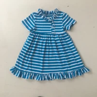 puresun high quality blue striped girls summer dress elegant girls summer dress outfit