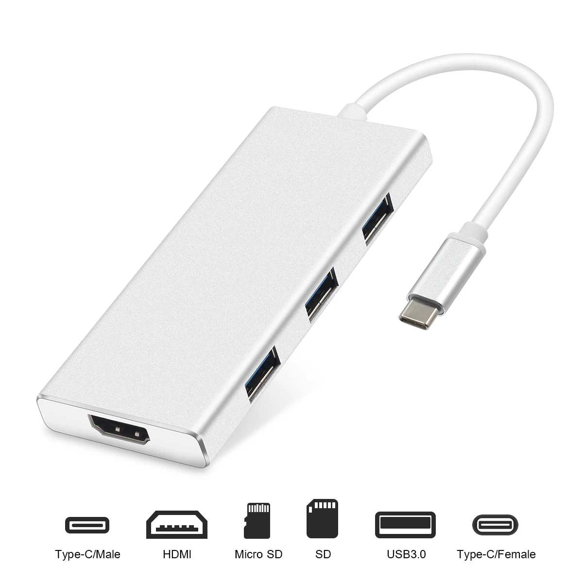 USB концентратор на HDMI 4K адаптер для Macbook Pro C 3 0 порты SD/TF устройство чтения карт