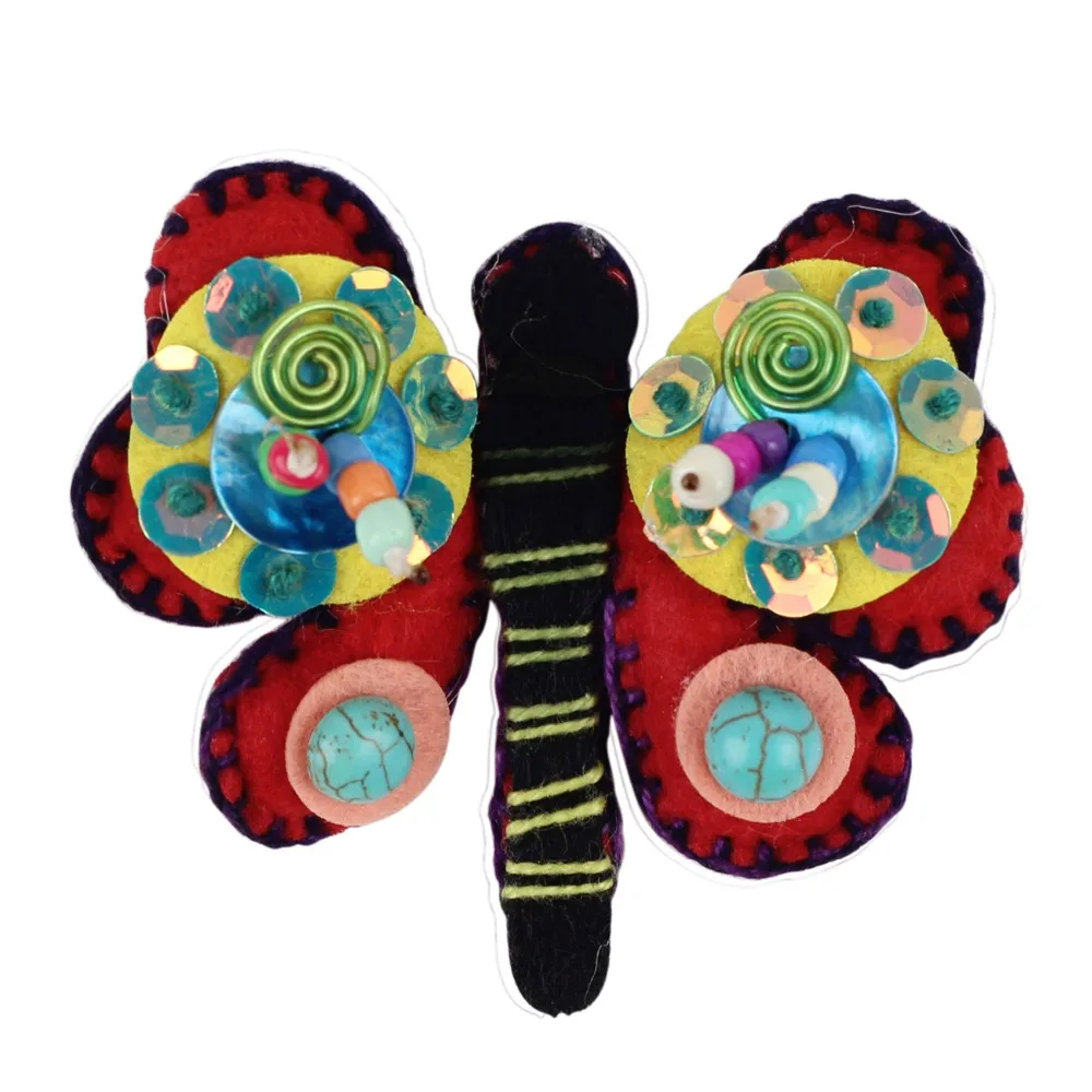 Bonsny Handmade Cotton Material Butterfly Shape Brooch Wedding Pin Collar For Women Ladies Decoration Fashion Jewelry Sequins | Украшения и