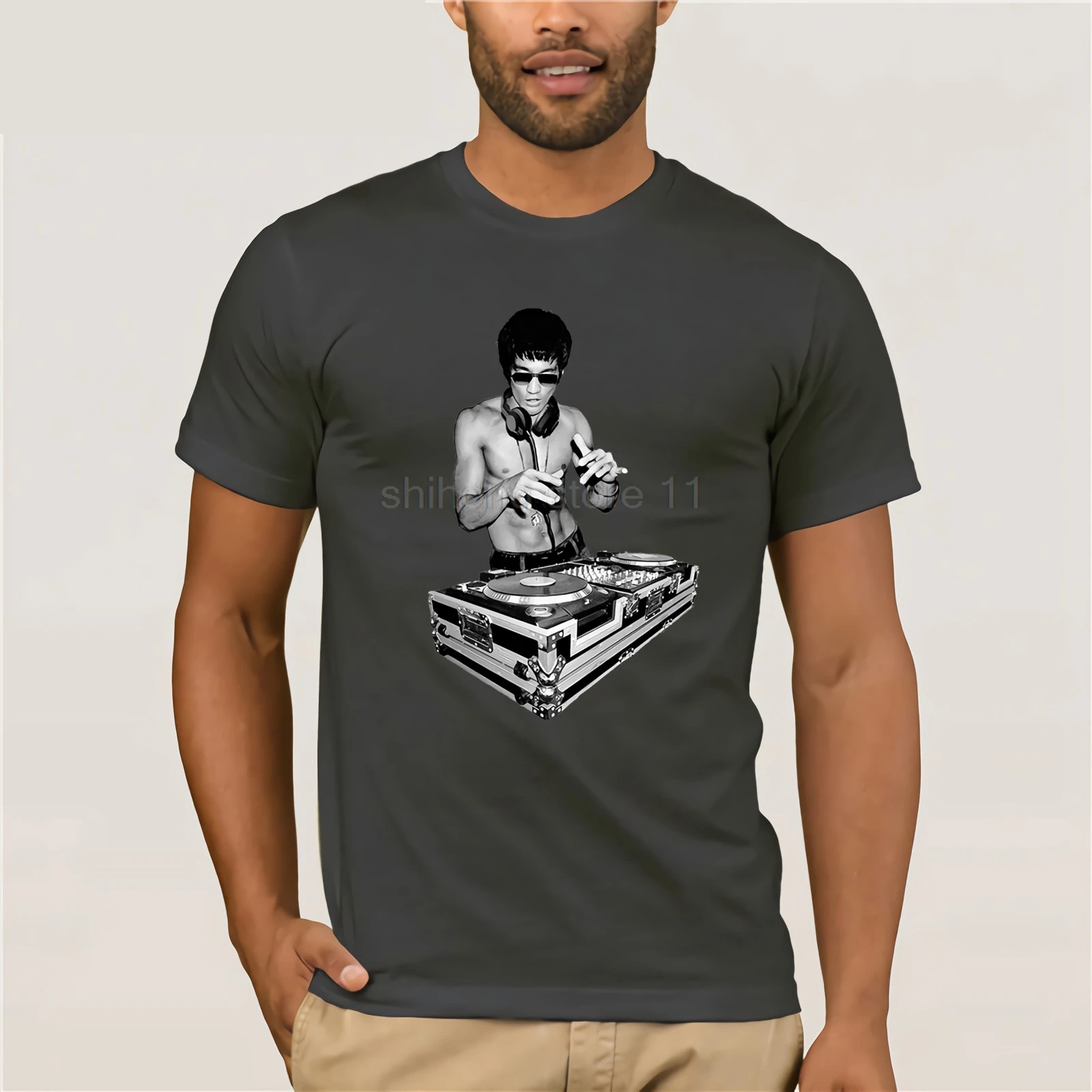 Брюс Ли Dj унисекс футболка. Забавные кинофанаты Tony Stark Kung Fu летняя Модная хлопковая Футболка с буквенным принтом Футболки с индивидуальными принтами