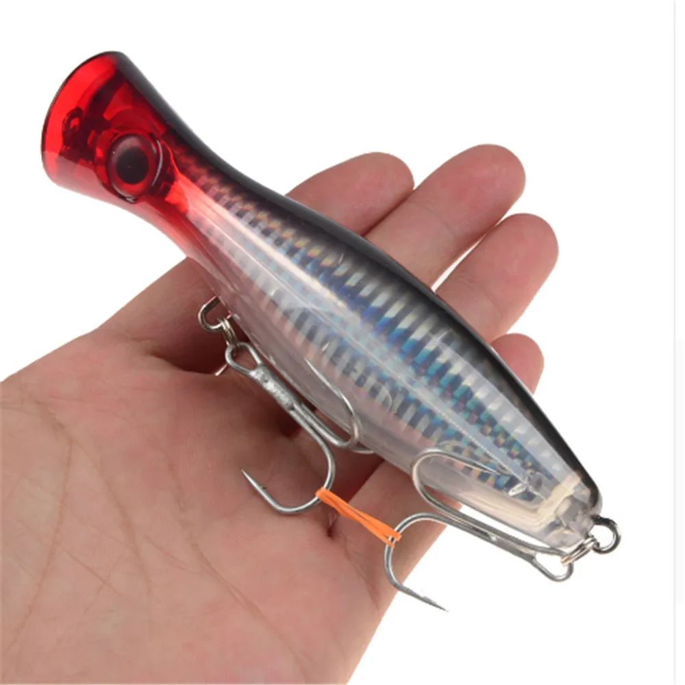 1 шт. 12 см 40 г Большой Popper Рыбная приманка песка тройные Крючки Crankbait 3D глаза
