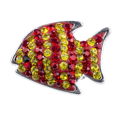 

NSB2183 Hot Sale Snap Buttons Jewelry Fashion Colorful Fish Snaps DIY Charms Crystal Snaps Silver Metal Buttons