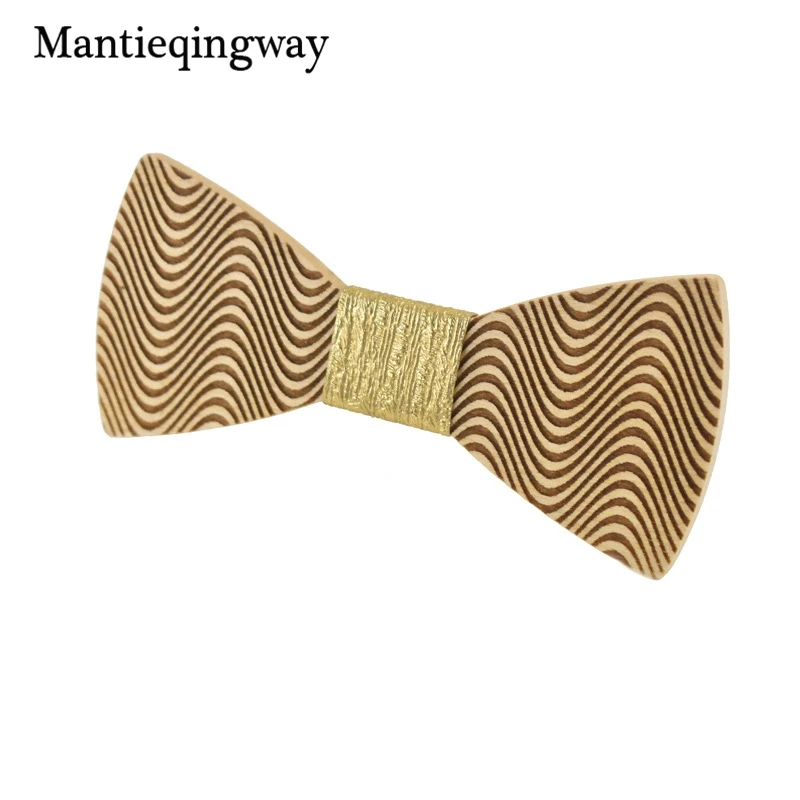 Mantieqingway Высококачественная деревянная клетчатая галстук-бабочка полосатый для