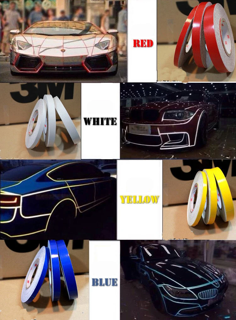 DIY 46 м* 1 см Автомобильная отражающая лента наклейка авто мотоцикл велосипед светящаяся Полоса декоративные наклейки виниловые Предупреждение ющие наклейки s