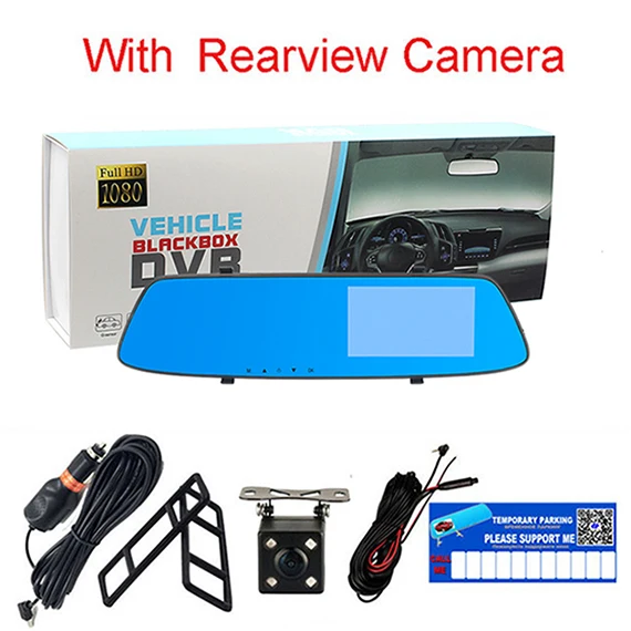 With Rear Camara E-ACE, Автомобильный видеорегистратор, 5 дюймов, сенсорный экран, двойной объектив, зеркало заднего вида, видео регистратор, FHD 1080 P, Автомобильный видеорегистратор, зеркало, видеорегистратор - Название цвета: With Rear Camara