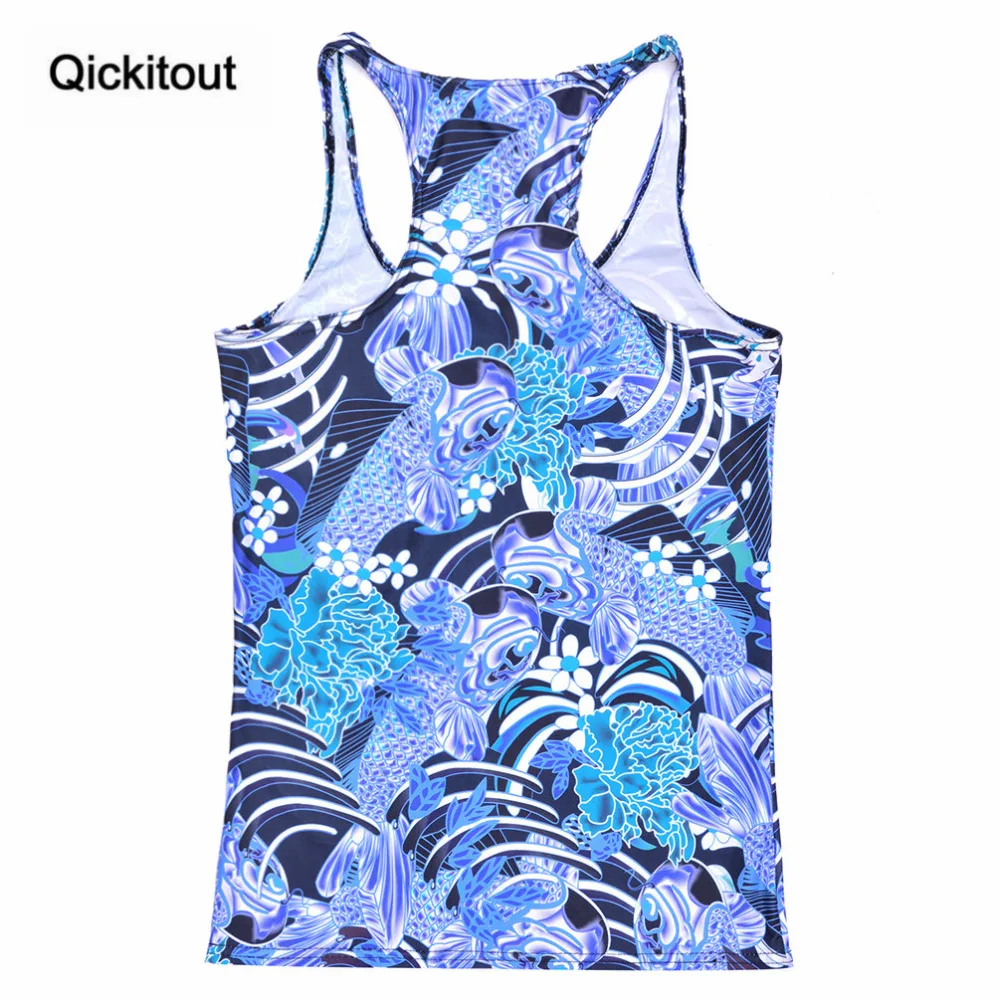 Женские блузки без рукавов Qickitout летние повседневные с цифровой печатью|ladies vest
