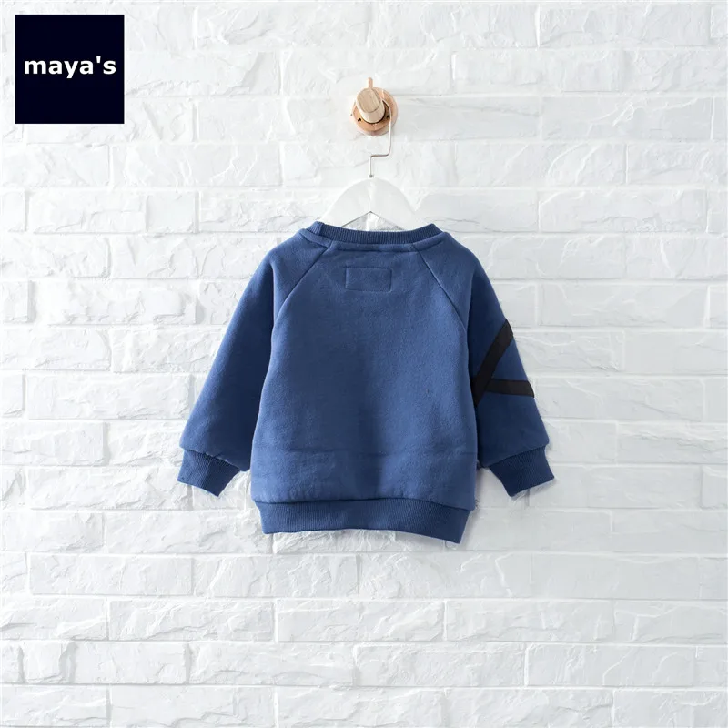 Mayas 2019 Fashion Blue Boys Winter Warm Sweatshirts Girls Basic Thickening New Shirts Kids Loose Cotton Cool Causal Tops 81256 | Детская