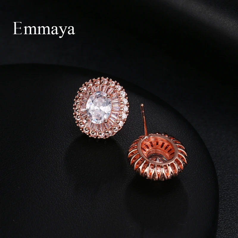EMMAYA модные ювелирные изделия круглые белые циркониевые серьги AAA для женщин