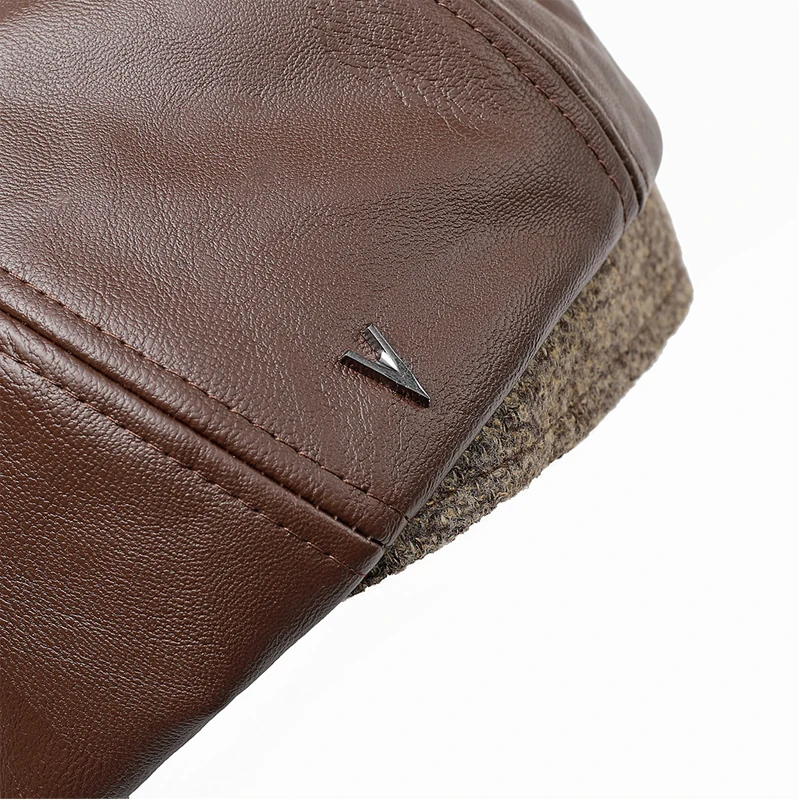 Осень зима Искусственная кожа берет для мужчин с закруглёнными краями и