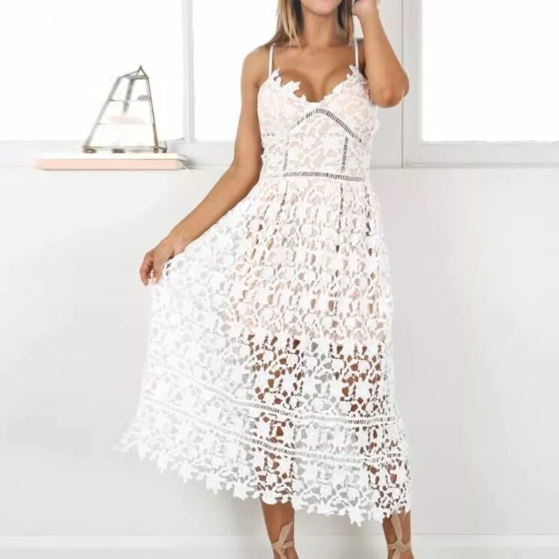 Женское кружевное платье на молнии SESOAF летнее с подкладкой молнии|vestido de festa|lace