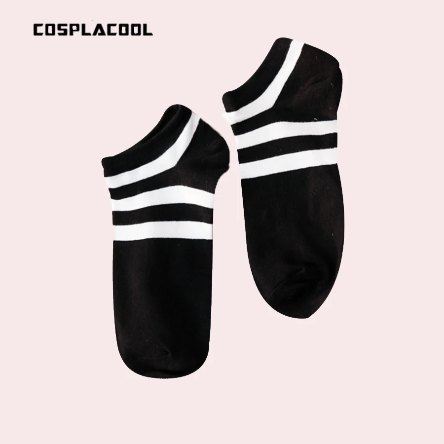 [COSPLACOOL] носки женские harajuku черные/белые полосатые со звездами в студенческом