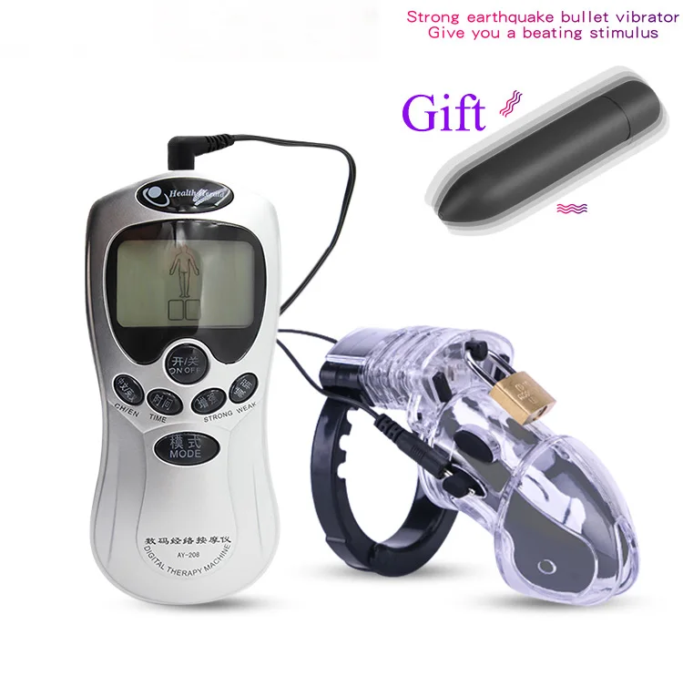 Электрический шок пояс верности член клетки фаллоимитатор вибратор для мужчин