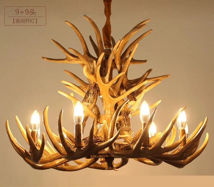 Antler Chandelier 6 Head+3/9 Hesd+3/9 Hesd+6/9 Hesd+9 Lamp American Retro Resin Deer Horn Lamps Home Decoration Lighting | Лампы и