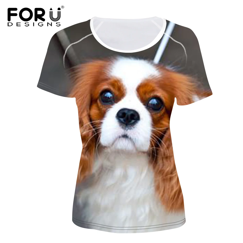 FORUDESIGNS/Модная Летняя футболка с короткими рукавами и рисунком собаки короля