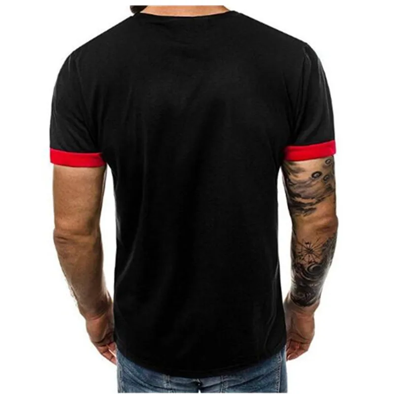 Мужская повседневная разноцветная полосатая футболка с короткими рукавами