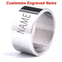 custom engraved name rings for men laser letter rings smooth surface 316l stainless steel women ring jewelry wholesale lots