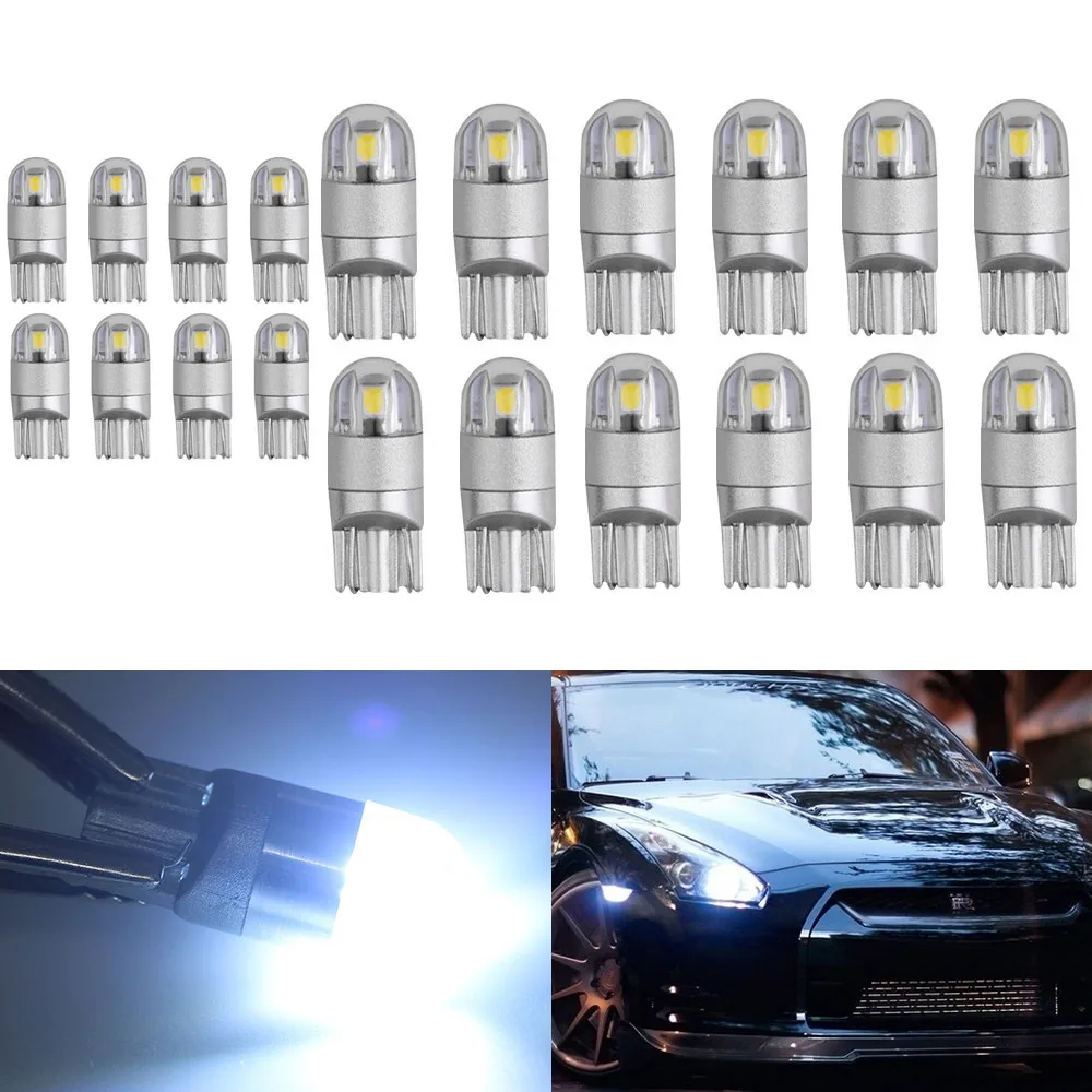 20 шт./лот T10 W5W 168 921 3030 2 SMD LED Клин автомобиля хвост карта Buld 6500K белый красный синий