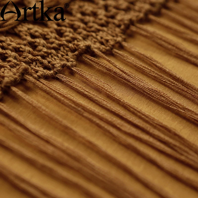 ARTKA осеннее женское платье с кисточками богемное для женщин длинным рукавом