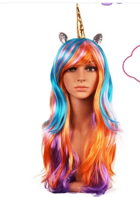 50 шт. DHL пони Радуга Дэш Косплей цветные синтетические волосы шляпы для вечеринки