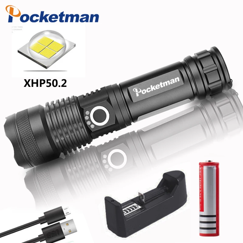 Светодиодный фонарик xhp50.2 с usb зарядкой масштабируемый ударопрочный мощный