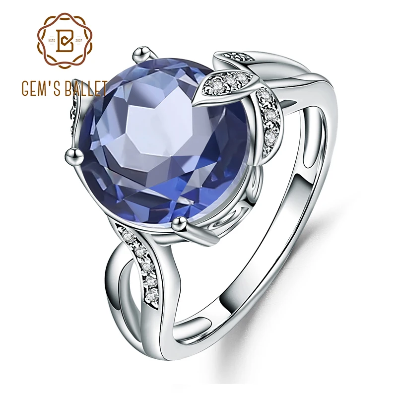 

Gem's Ballet 4.79Ct Natural Iolite Blue Mystic Quartz Gemstone Rings Solid 925 Sterling Silver Fine Jewelry For Women Wedding