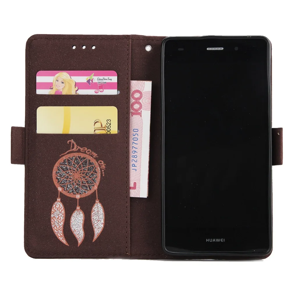 PU Leather Wallet Case for Huawei P8 Lite Phone Luxury Glitter Flip Cover w/ Kickstand Feature &amp Card Slots Design | Мобильные