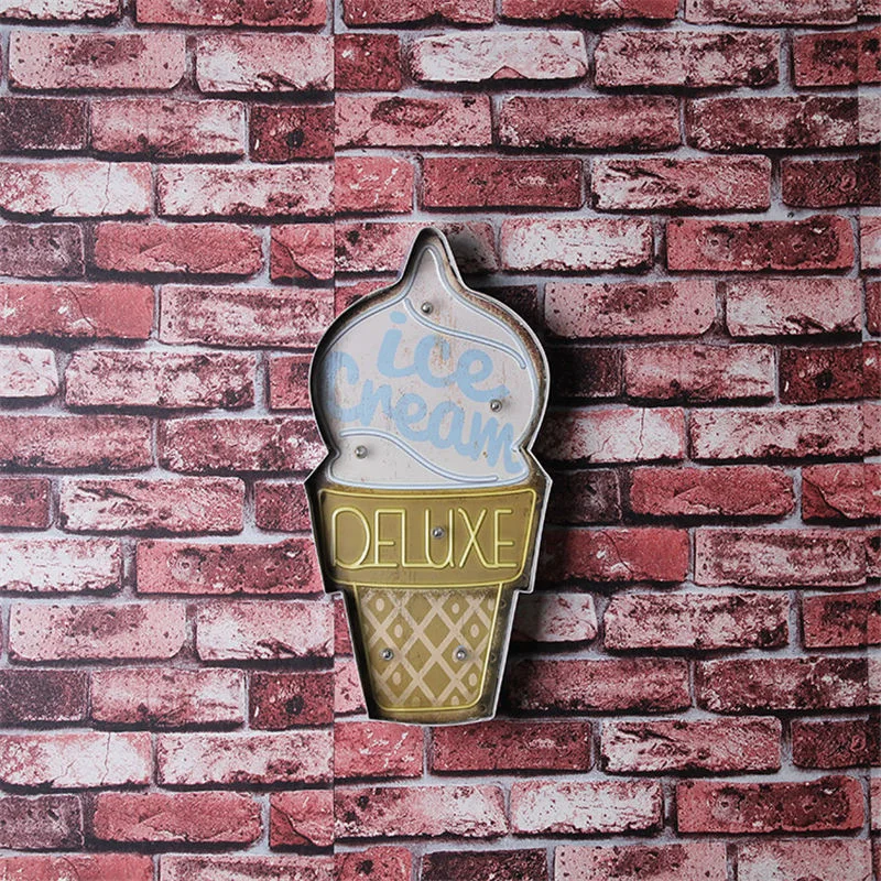 Магазин мороженого светодиодный свет лампы Металл Олово Признаки Home Art Decor