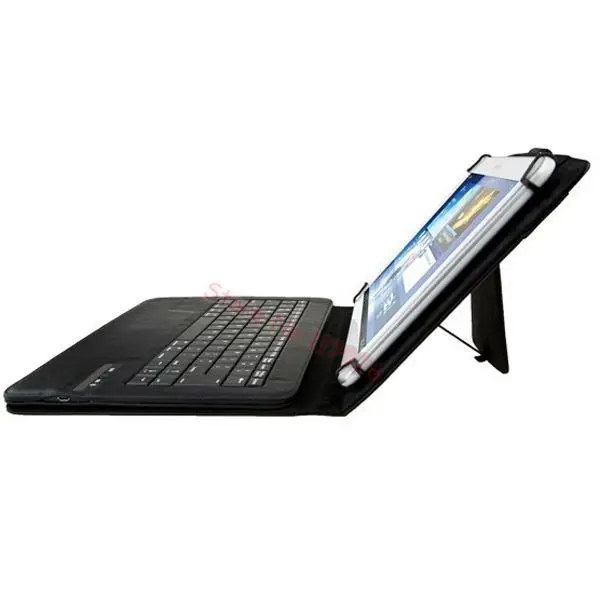 Съемный беспроводной кожаный чехол подставка с Bluetooth и пластиковой клавиатурой