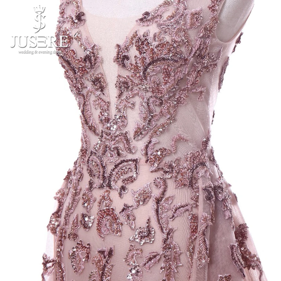 V-Neck Beads Bodice Open Back A Line Long Evening Dress Party Elegant Vestido De Festa Carnation Fast Shipping Prom Gowns