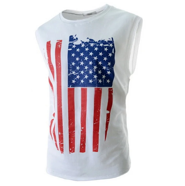 2015 Summer Style Men American Flag Print Fitness T Shirt Man Short Sleeve O-Neck Cotton Sport Hip Hop Tees Camisa Masculina | Мужская