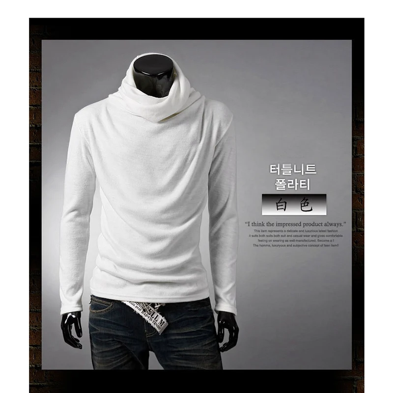 

Vogue Men Long Sleeve T-shirt Casual New Trend High-colla Man Slim Fit Clothes Male Wear Tops Tees Plus Size XXXL