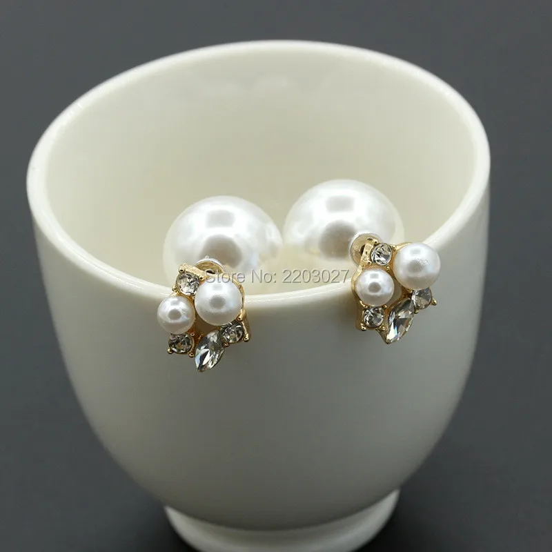 Korean Fashion Imitation Pearl Flower Crystal Wedding Stud Earrings for Women Jewelry | Украшения и аксессуары