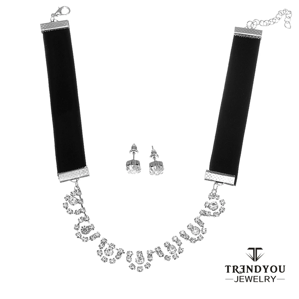 Trendyou изделия кристалл Подвески Колье с Velvet Chain американских и европейских стилей