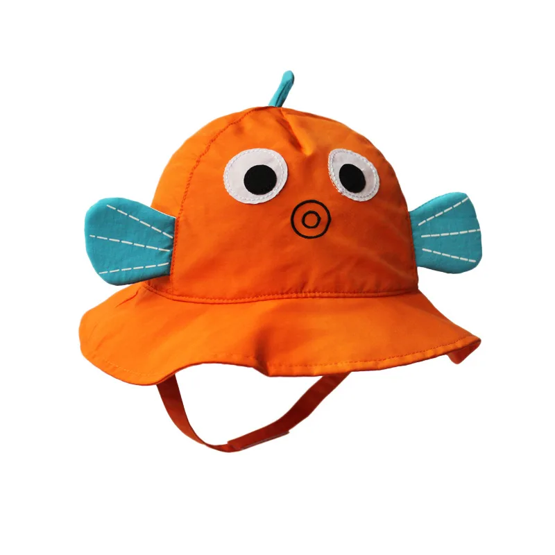 

FRALOSHA Outdoor Children Cartoon Animal Fisherman Hat Sun Hat Hood Cute Cotton Girl Boy Frog Shark Small Yellow Duck Hat