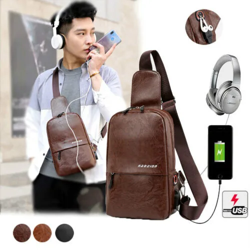 Для мужчин из искусственной кожи Бизнес сумка нагрудная Сумка-слинг Дорожная