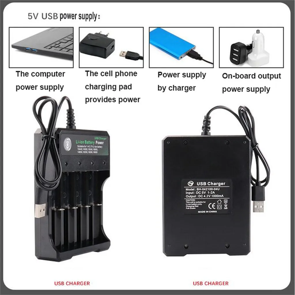 Умное зарядное устройство литий-ионная батарея USB независимая зарядка портативная 4 отсека для аккумуляторов 10440 18350 18650 16340