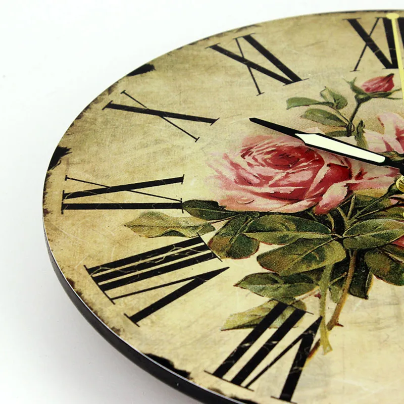 Модные 3d Роза украшения дома качели немой настенные часы римское число