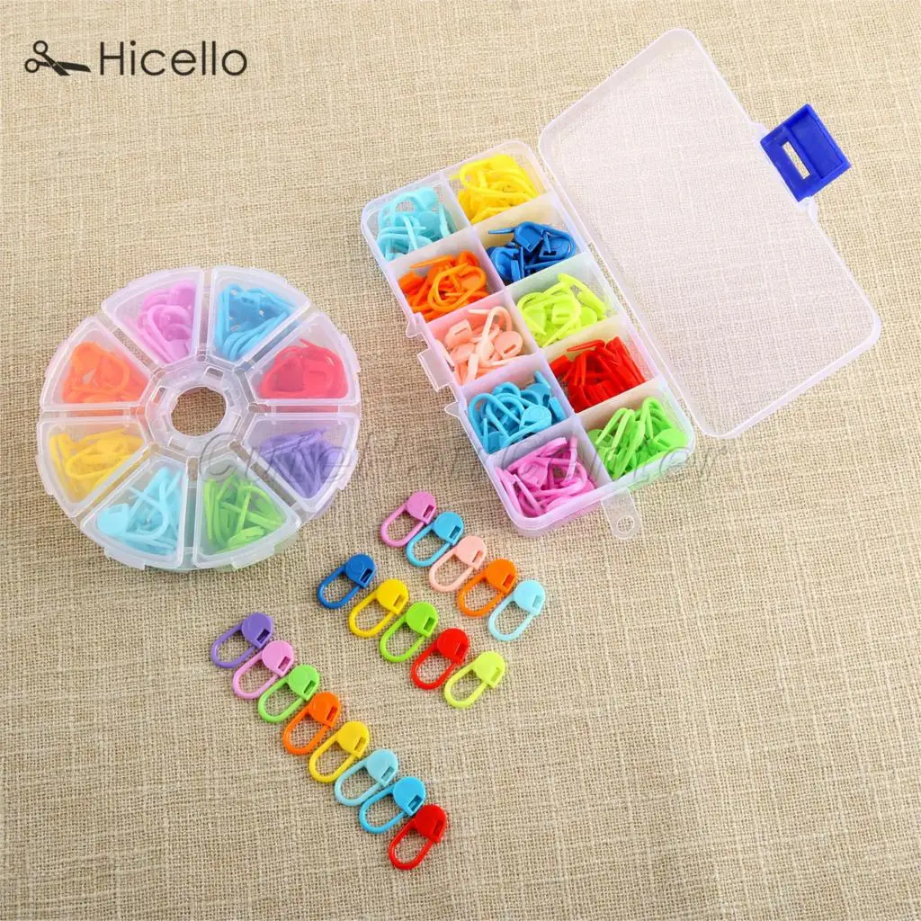 120pcs/104pcs Knitting Crochet Mixed color Plastic Locking Stitch Markers Holder Mini Case Accessories Hicello | Дом и сад