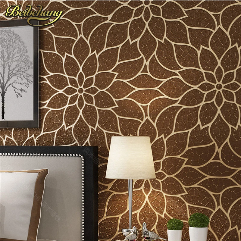 

beibehang Nonwovens deer leather wallpaper 3D stereo lotus bedroom living room sofa TV background wallpaper papel de parede