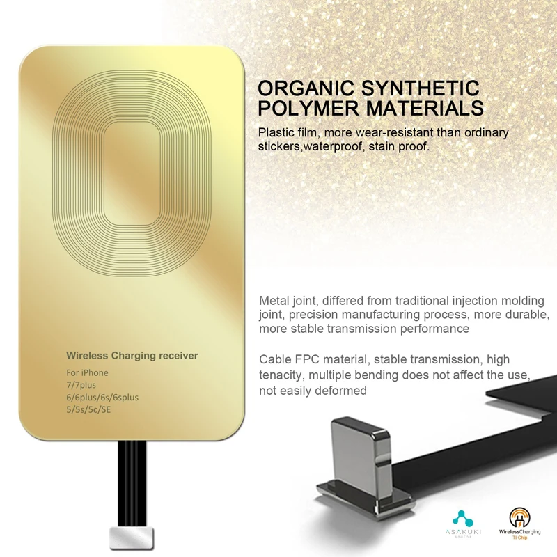 qi wireless charger receiver for iphone 5 5s 7 7plus 6 6plus universal wireless charging receiver for micro usb type c phone free global shipping