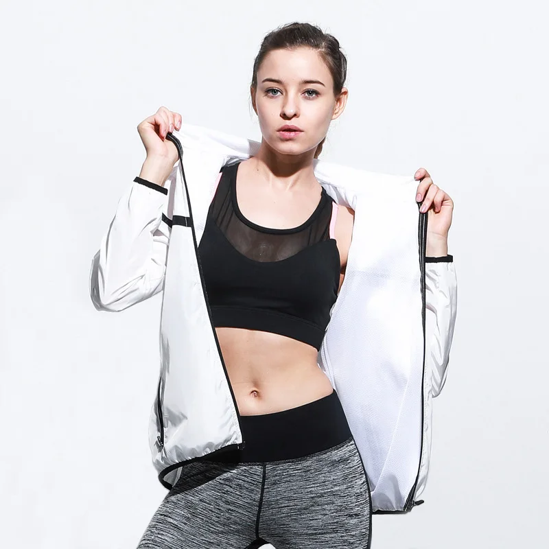 Спортивная куртка для женщин с длинным рукавом фитнеса на молнии толстовка