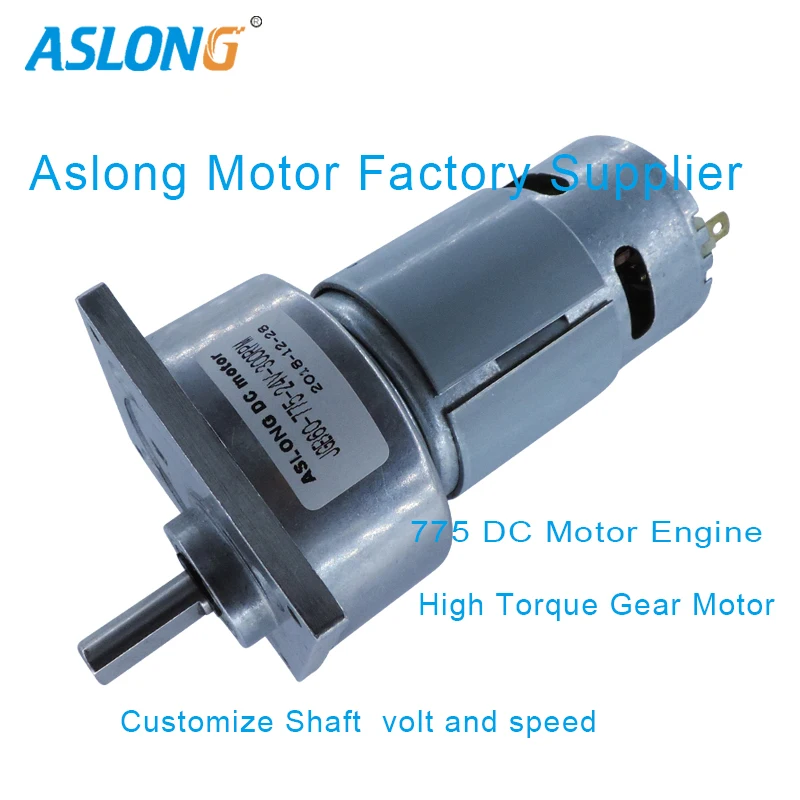 JGB60-775 ASLONG бренд 24V 775 DC мотор с 60 мм коробка передач 300RPM Высокий крутящий момент мотор редуктора 8 мм D Тип вала