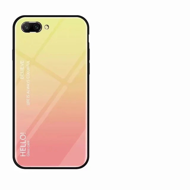 Yellow Градиентный стеклянный чехол для huawei Honor 10 Note 10 8X 8C 8A силиконовый защитный бампер для Honor 10 Lite mate 9 10 20 Pro Чехол - Цвет: Yellow