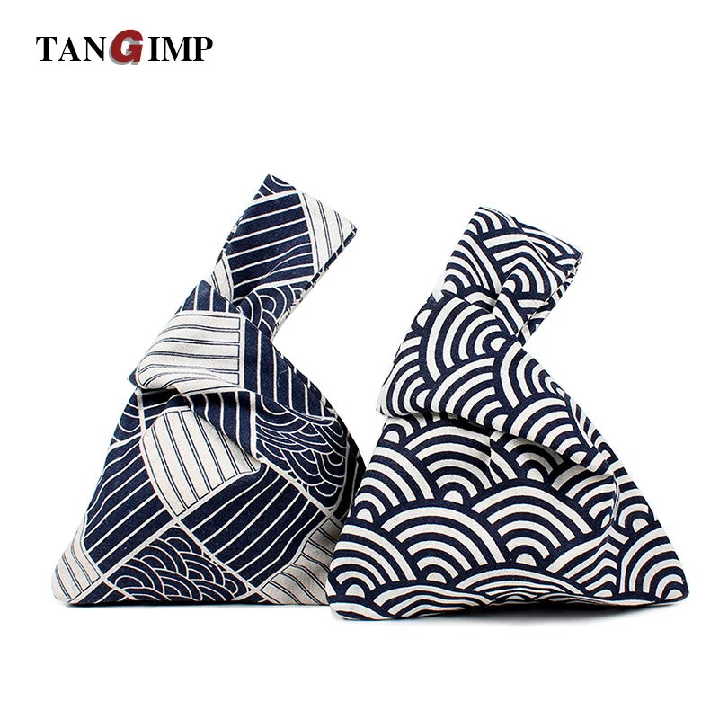 TANGIMP полосатые хлопковые напульсники сумки в японском стиле Льняная сумка