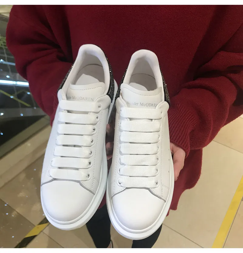Sapatos femininos; женские кроссовки; стразы; обувь из воловьей кожи; Новинка года; кожаная повседневная обувь с подкладкой из овчины; спортивная мужская обувь