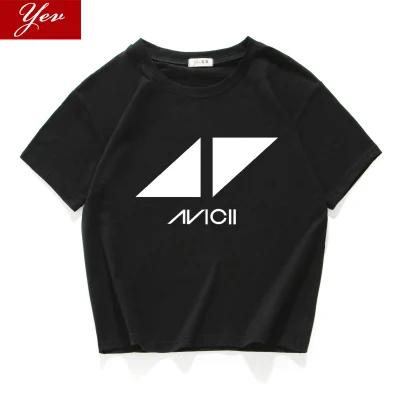Новые DJ вентиляторы Avicii Летняя женская футболка с круглым вырезом хипстерская хлопковая короткая футболка Женская свободная кроп Топ уличная одежда женская одежда - Цвет: W194 black