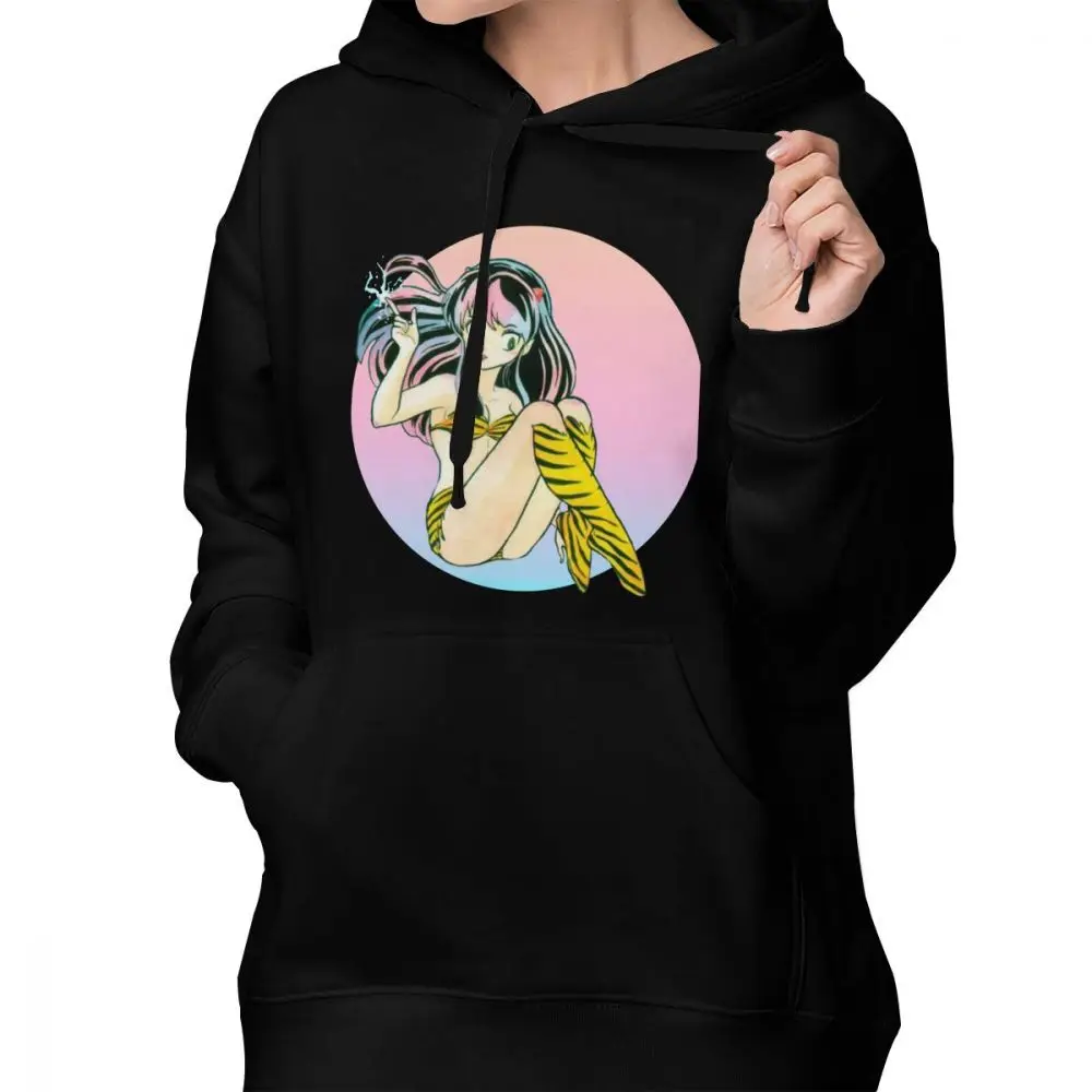 Urusei Yatsura худи Urusei Yatsura толстовки из хлопка с принтом женские толстовки с длинным рукавом Уличная одежда больших размеров пуловер Толстовка - Цвет: Черный